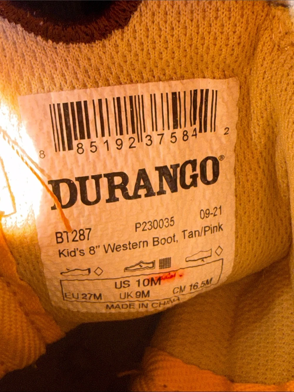 DURANGO  Pink and Brown Western Boots - Toddlers-size 10